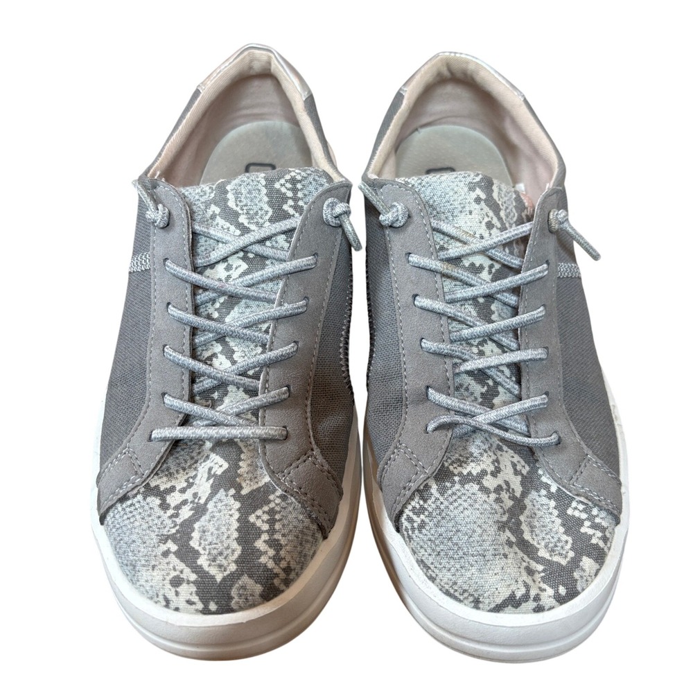 Hey Dude Karina Grey Silver Python Snakeskin Canvas Low Top Sneakers Size 8